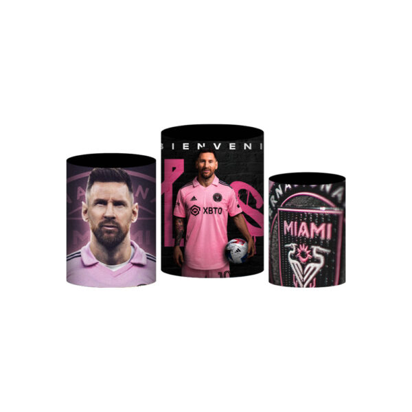 Trio Capa Cilindro Inter Miami Messi 3D Em Tecido Com Elástico