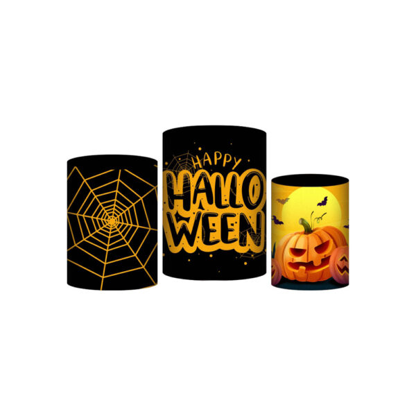 Trio Capa Cilindro Halloween 3D Em Tecido Com Elástico