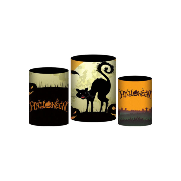 Trio Capa Cilindro Halloween 3D Em Tecido Com Elástico