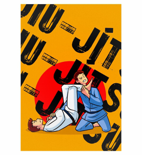 Painel de Festa Retangular 3D Jiu-Jitsu Casadinho 1,50m x 2,20