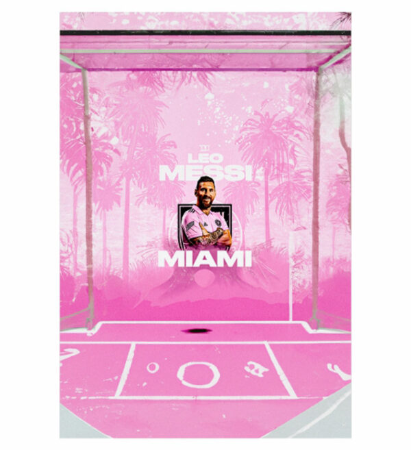 Painel de Festa Retangular 3D Inter Miami Messi Casadinho 1,50m x 2,20