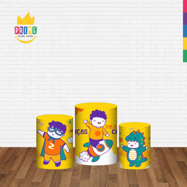 Trio Capa Cilindro Dia das Crianças 3D Em Tecido Com Elástico - Image 2
