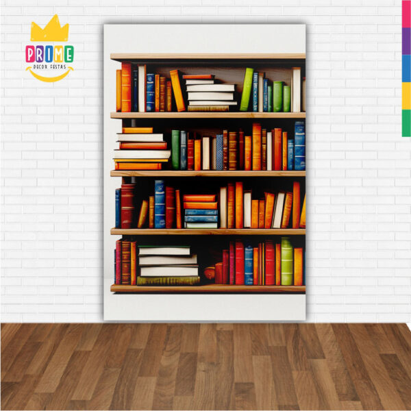 Painel de Festa Retangular 3D Estante Livros Casadinho 1,50m x 2,20 - Image 2