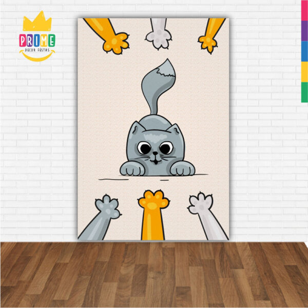 Painel de Festa Retangular 3D Gatos Casadinho 1,50m x 2,20 - Image 2