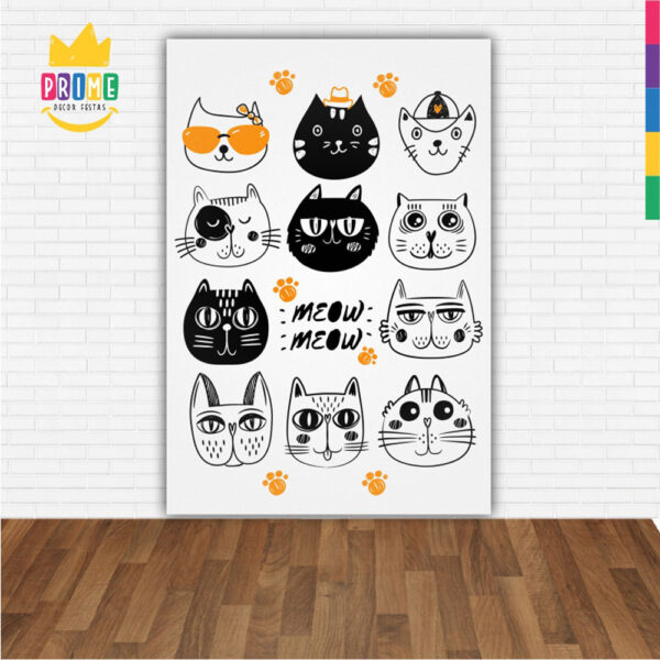 Painel de Festa Retangular 3D Gatos Casadinho 1,50m x 2,20 - Image 2
