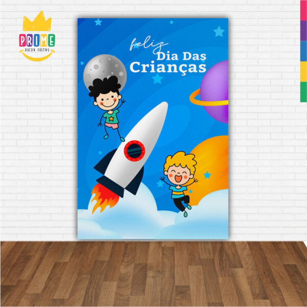 Painel de Festa Retangular 3D Dia das Crianças Casadinho 1,50m x 2,20 - Image 2