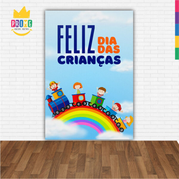 Painel de Festa Retangular 3D Dia das Crianças Casadinho 1,50m x 2,20 - Image 2