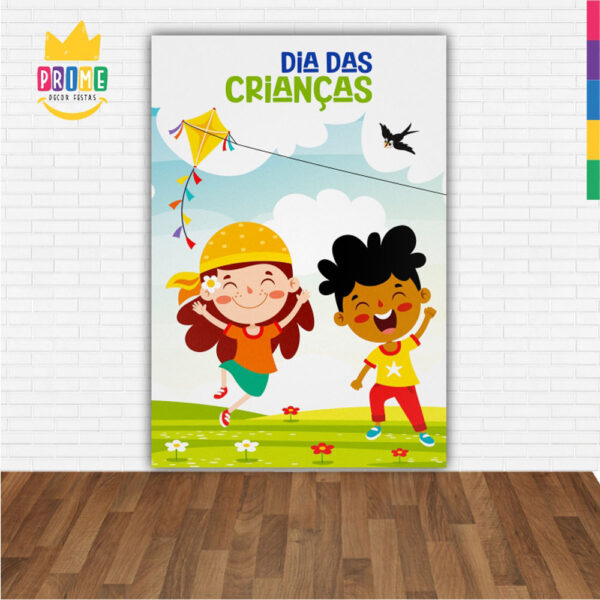 Painel de Festa Retangular 3D Dia das Crianças Casadinho 1,50m x 2,20 - Image 2