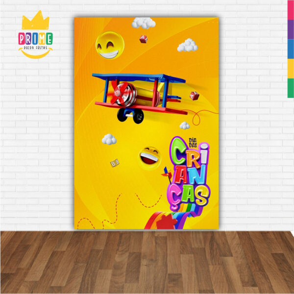 Painel de Festa Retangular 3D Dia das Crianças Casadinho 1,50m x 2,20 - Image 2