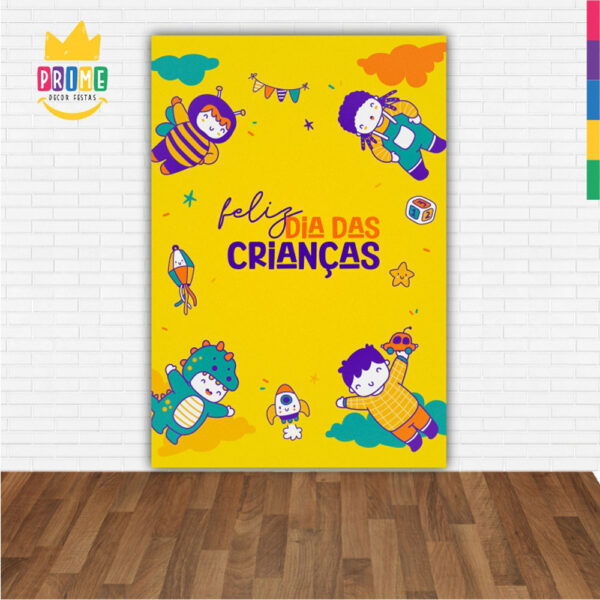 Painel de Festa Retangular 3D Dia das Crianças Casadinho 1,50m x 2,20 - Image 2