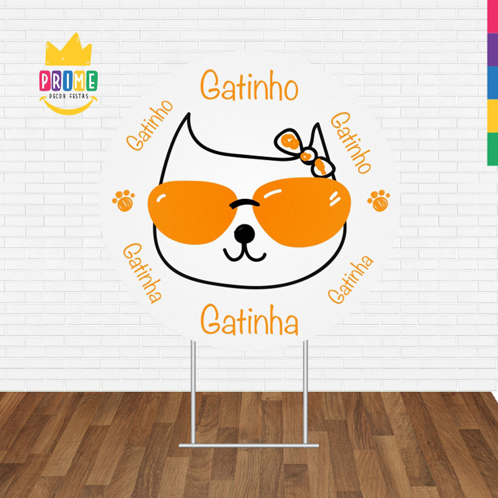 Painel Redondo 3D Gatos Tecido Sublimado 1,50m x 1,50m - Imagem 2