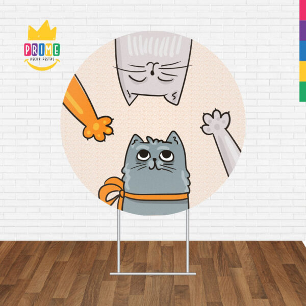 Painel Redondo 3D Gatos Tecido Sublimado 1,50m x 1,50m - Image 2