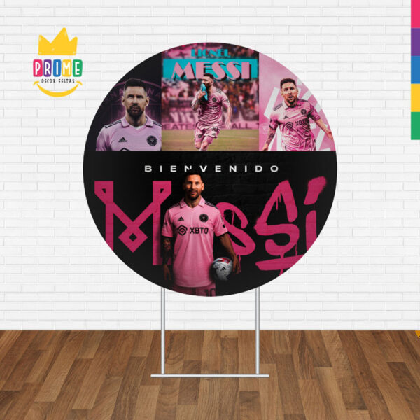 Painel Redondo 3D Inter Miami Messi Tecido Sublimado 1,50m x 1,50m - Image 2