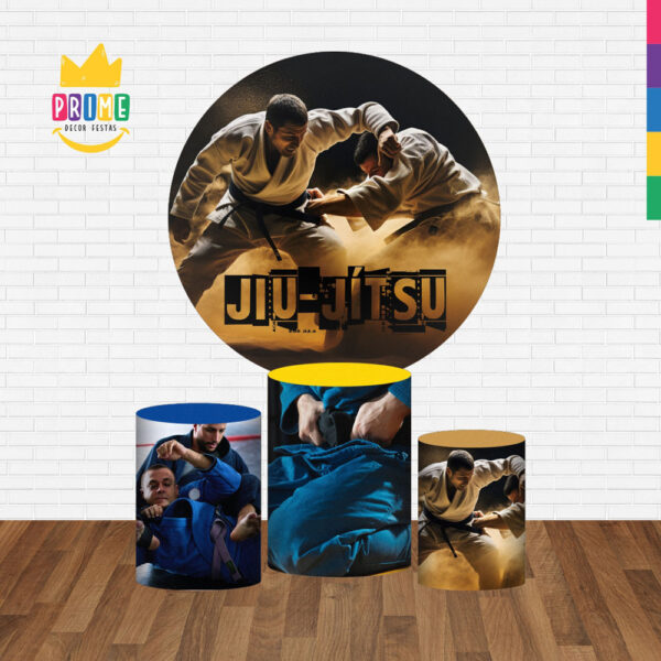 Trio Capa Cilindro + Painel Redondo 3D Jiu-Jitsu 1,50m Veste Fácil - Image 2