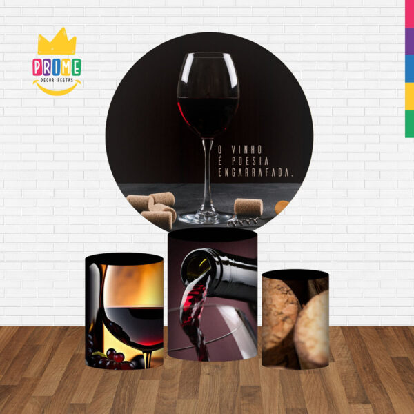 Trio Capa Cilindro + Painel Redondo 3D Vinho 1,50m Veste Fácil - Image 2