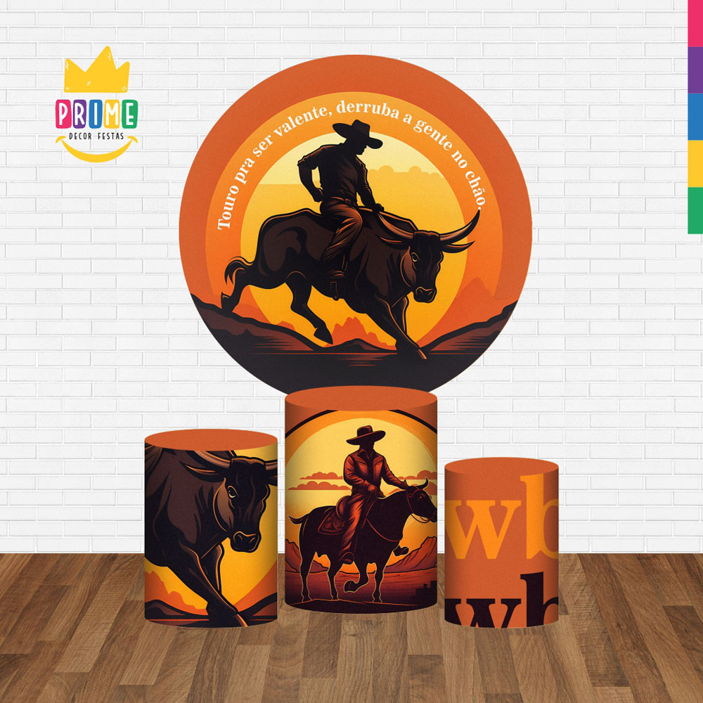 Trio Capa Cilindro + Painel Redondo 3D Cowboy 1,50m Veste Fácil - Imagem 2