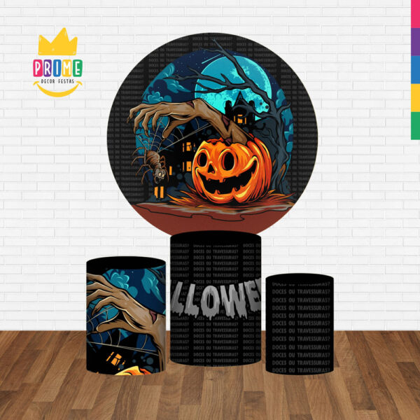 Trio Capa Cilindro + Painel Redondo 3D Halloween 1,50m Veste Fácil - Image 2