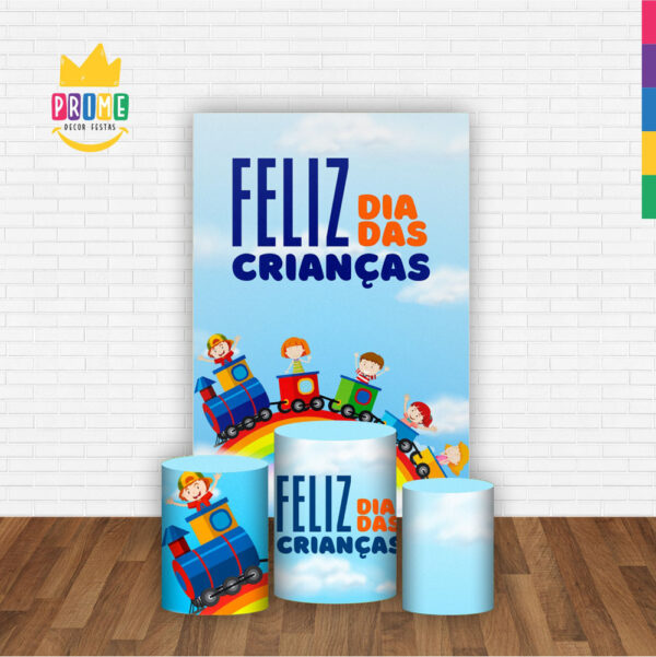 Kit Casado  Dia das Crianças Trio Capa Cilindro Retangular Tecido - Image 2