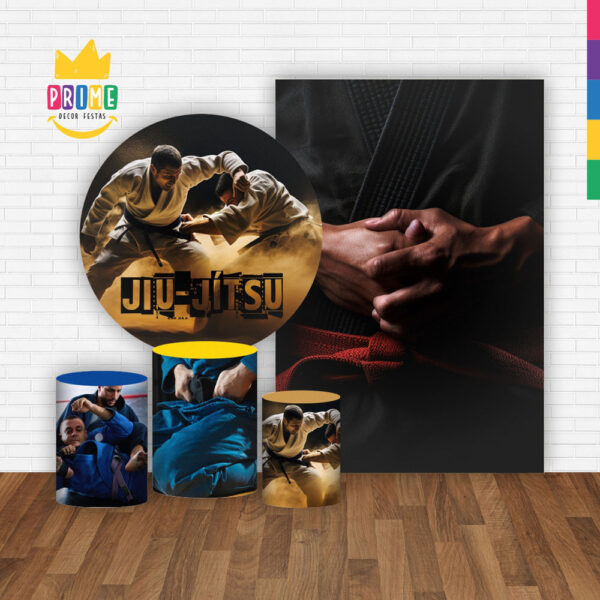 Kit Casado Jiu-Jitsu Painel Redondo Trio Capas Cilindro Retangular Vertical Em Tecido - Image 2