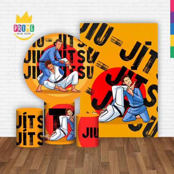 Kit Casado Jiu-Jitsu Painel Redondo Trio Capas Cilindro Retangular Vertical Em Tecido - Image 2