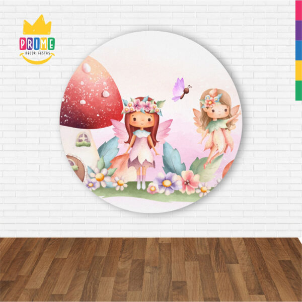 Painel Redondo 3D Fadas Abre Fácil Tecido 1,50m X 1,50m - Image 2