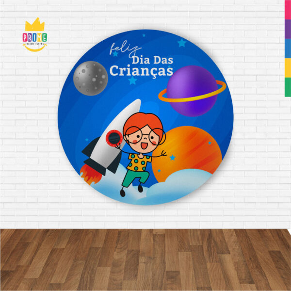 Painel Redondo 3D Dia das Crianças Abre Fácil Tecido 1,50m X 1,50m - Image 2