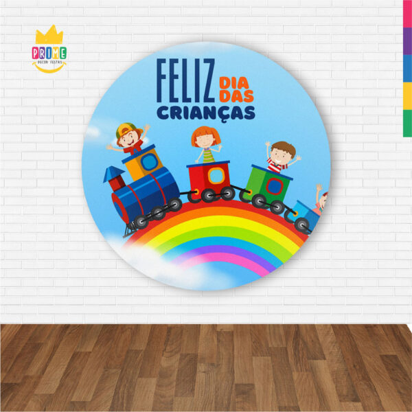 Painel Redondo 3D Dia das Crianças Abre Fácil Tecido 1,50m X 1,50m - Image 2