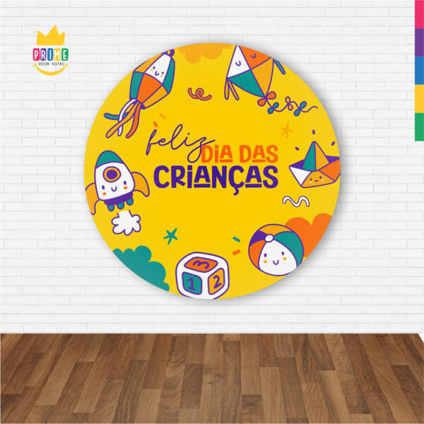 Painel Redondo 3D Dia das Crianças Abre Fácil Tecido 1,50m X 1,50m - Image 2