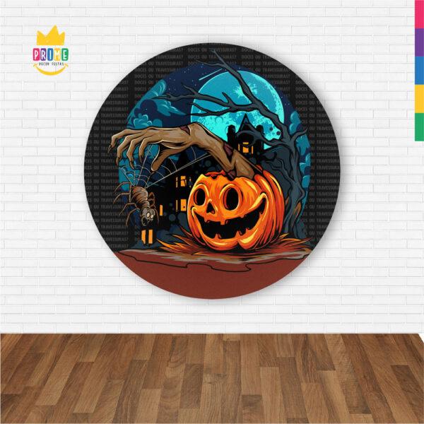 Painel Redondo 3D Halloween Abre Fácil Tecido 1,50m X 1,50m - Image 2