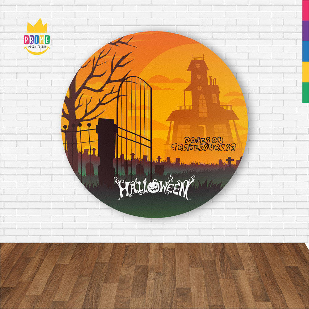 Painel Redondo 3D Halloween Abre Fácil Tecido 1,50m X 1,50m - Imagem 2