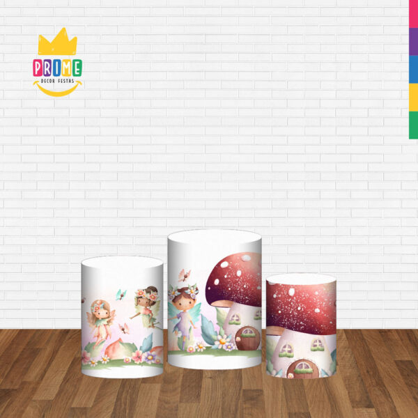 Trio Capa Cilindro Fadas 3D Em Tecido Com Elástico - Image 2