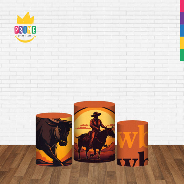 Trio Capa Cilindro Cowboy 3D Em Tecido Com Elástico - Image 2