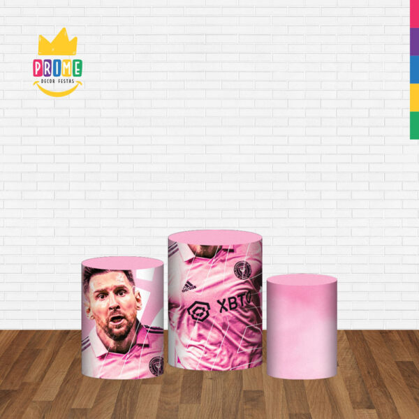 Trio Capa Cilindro Inter Miami Messi 3D Em Tecido Com Elástico - Image 2