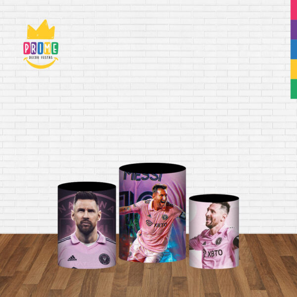 Trio Capa Cilindro Inter Miami Messi 3D Em Tecido Com Elástico - Image 2