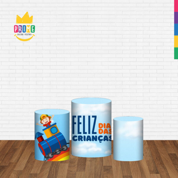 Trio Capa Cilindro Dia das Crianças 3D Em Tecido Com Elástico - Image 2