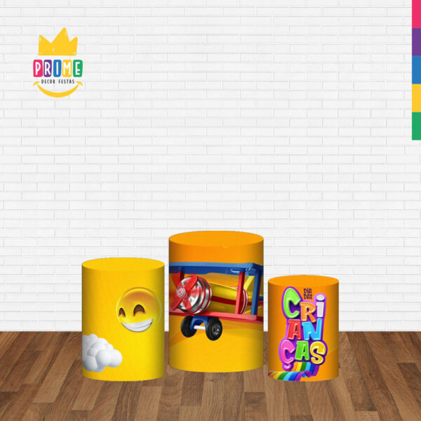 Trio Capa Cilindro Dia das Crianças 3D Em Tecido Com Elástico - Image 2