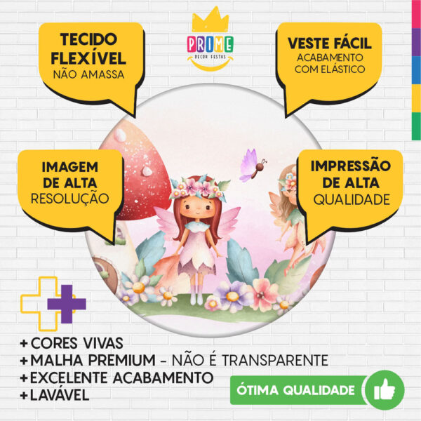 Painel Redondo 3D Fadas Tecido Sublimado 1,50m x 1,50m - Image 3