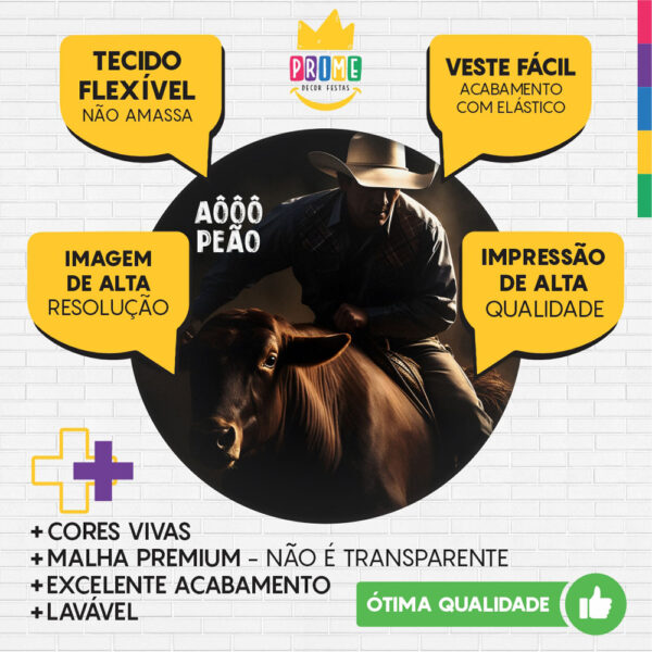 Painel Redondo 3D Cowboy Tecido Sublimado 1,50m x 1,50m - Image 3