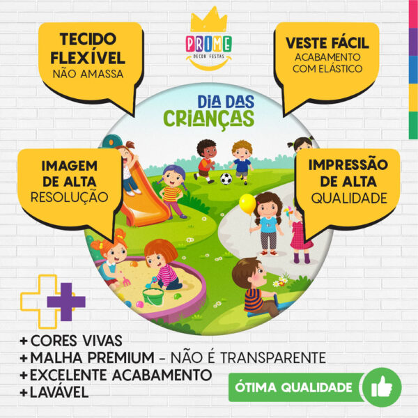 Painel Redondo 3D Dia das Crianças Tecido Sublimado 1,50m x 1,50m - Image 3