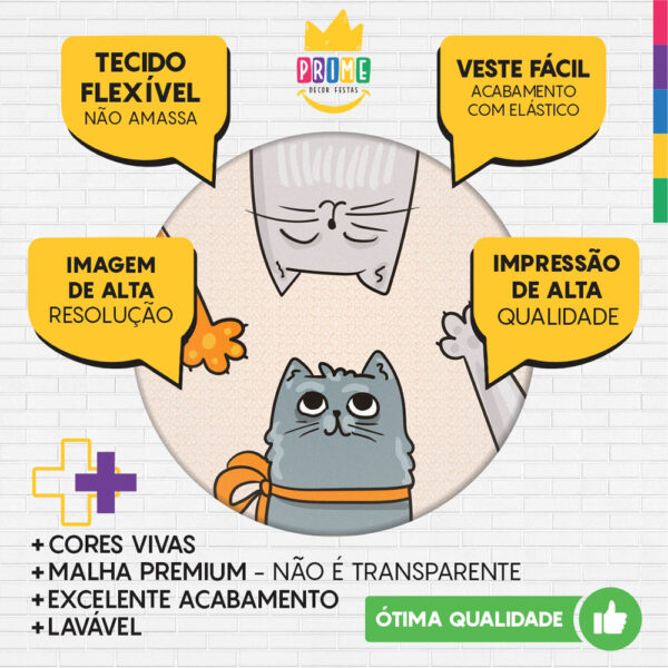 Trio Capa Cilindro + Painel Redondo 3D Gatos 1,50m Veste Fácil - Image 3