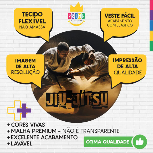 Trio Capa Cilindro + Painel Redondo 3D Jiu-Jitsu 1,50m Veste Fácil - Image 3