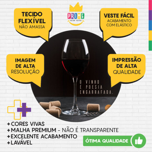 Trio Capa Cilindro + Painel Redondo 3D Vinho 1,50m Veste Fácil - Image 3