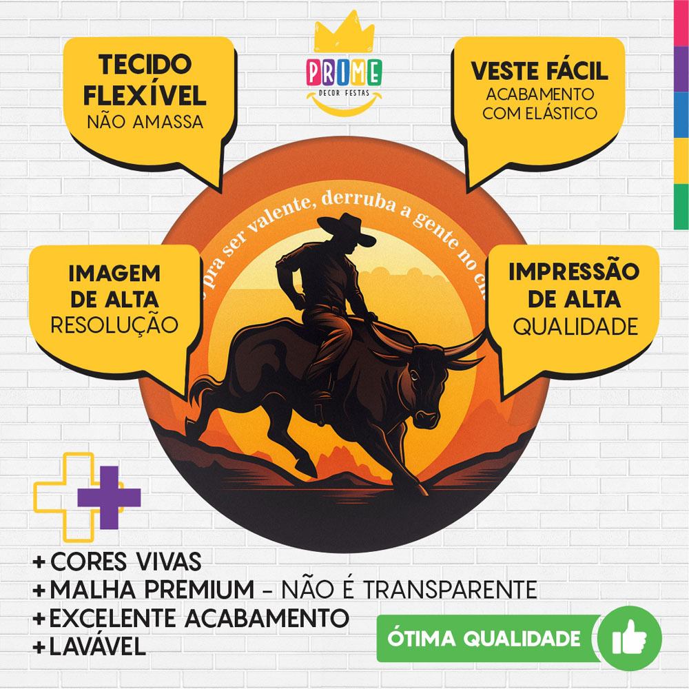 Trio Capa Cilindro + Painel Redondo 3D Cowboy 1,50m Veste Fácil - Imagem 3