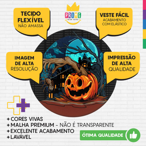Trio Capa Cilindro + Painel Redondo 3D Halloween 1,50m Veste Fácil - Image 3