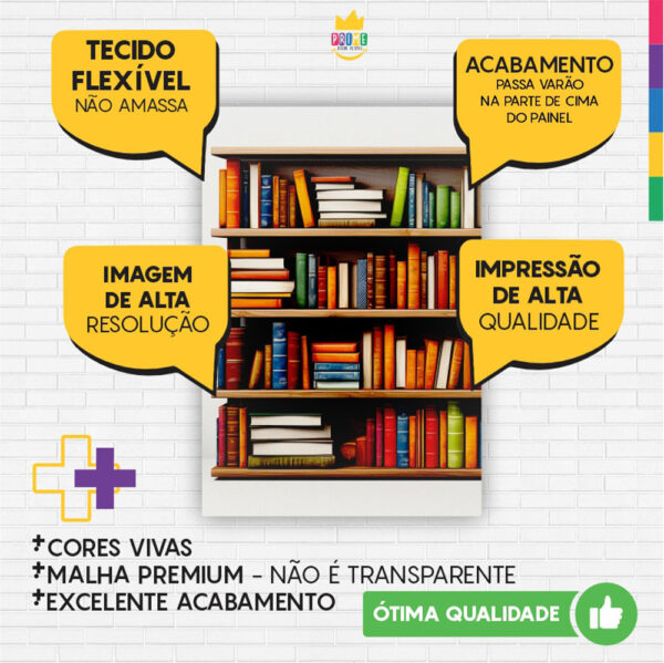 Kit Casado Estante Livros Painel Redondo Trio Capas Cilindro Retangular Vertical Em Tecido - Image 6