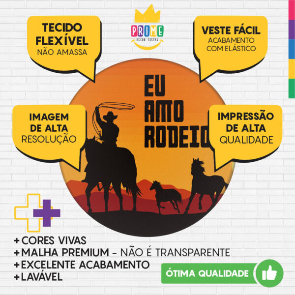 Kit Casado Cowboy Painel Redondo Trio Capas Cilindro Retangular Vertical Em Tecido - Image 3