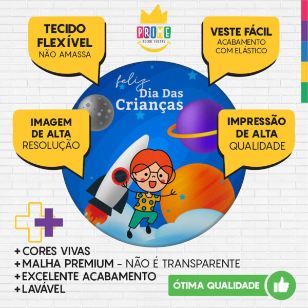 Kit Casado Dia das Crianças Painel Redondo Trio Capas Cilindro Retangular Vertical Em Tecido - Image 3