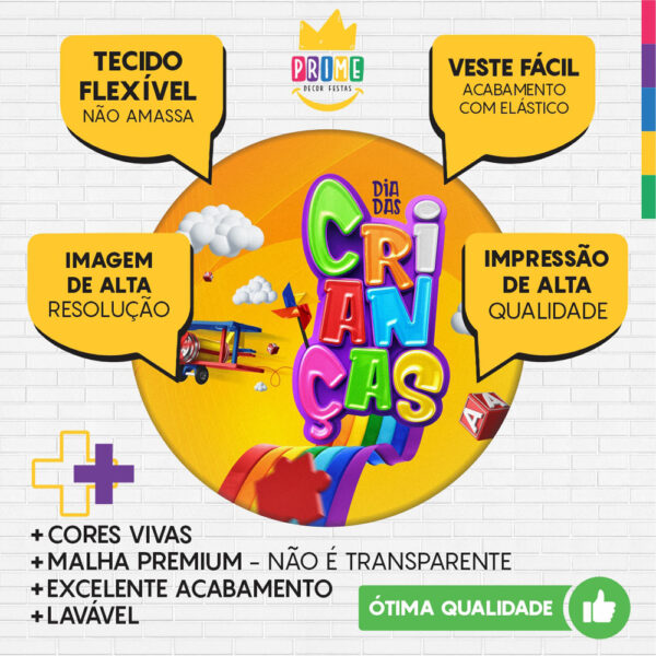 Kit Casado Dia das Crianças Painel Redondo Trio Capas Cilindro Retangular Vertical Em Tecido - Image 3