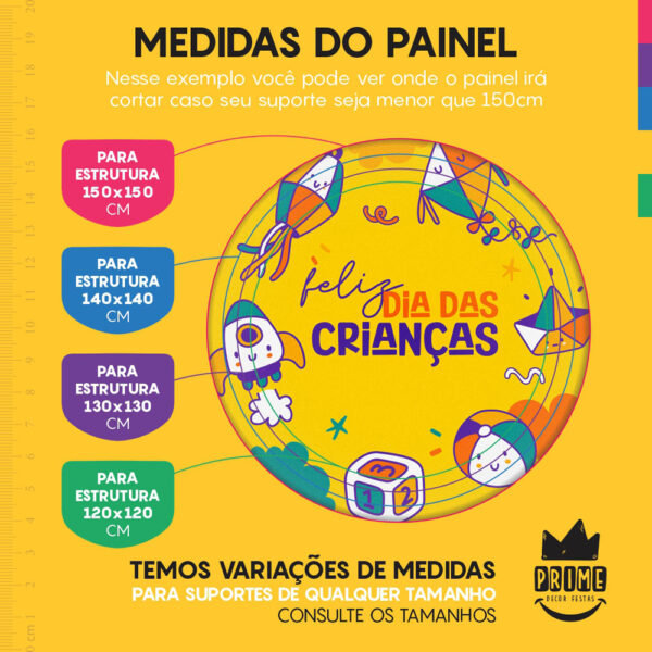 Kit Casado Dia das Crianças Painel Redondo Trio Capas Cilindro Retangular Vertical Em Tecido - Image 4