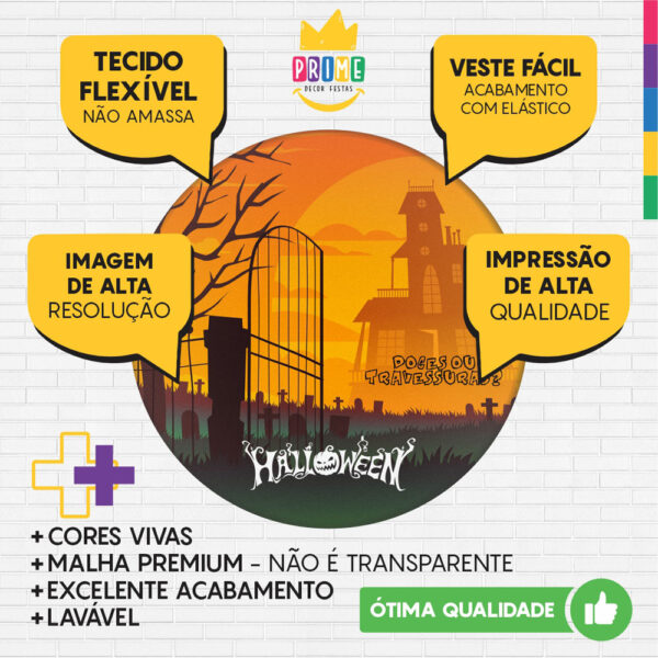 Kit Casado Hallowen Painel Redondo Trio Capas Cilindro Retangular Vertical Em Tecido - Image 3